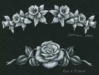 Daffodil Spray Rose & Ribbon